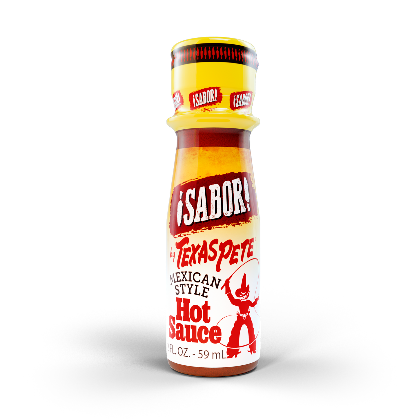 2oz Texas Pete Sabor Mexican hot sauce bottle