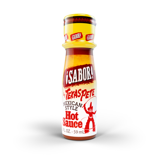 2 oz Texas Pete Sabor Mexican Style hot sauce bottle