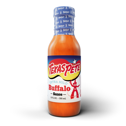 12oz Bottle of Texas Pete Extra Mild Buffalo Sauce