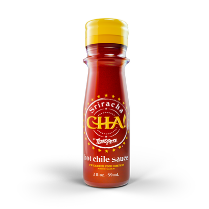 2 oz Bottle of sriracha hot chile CHA sauce by Texas Pete