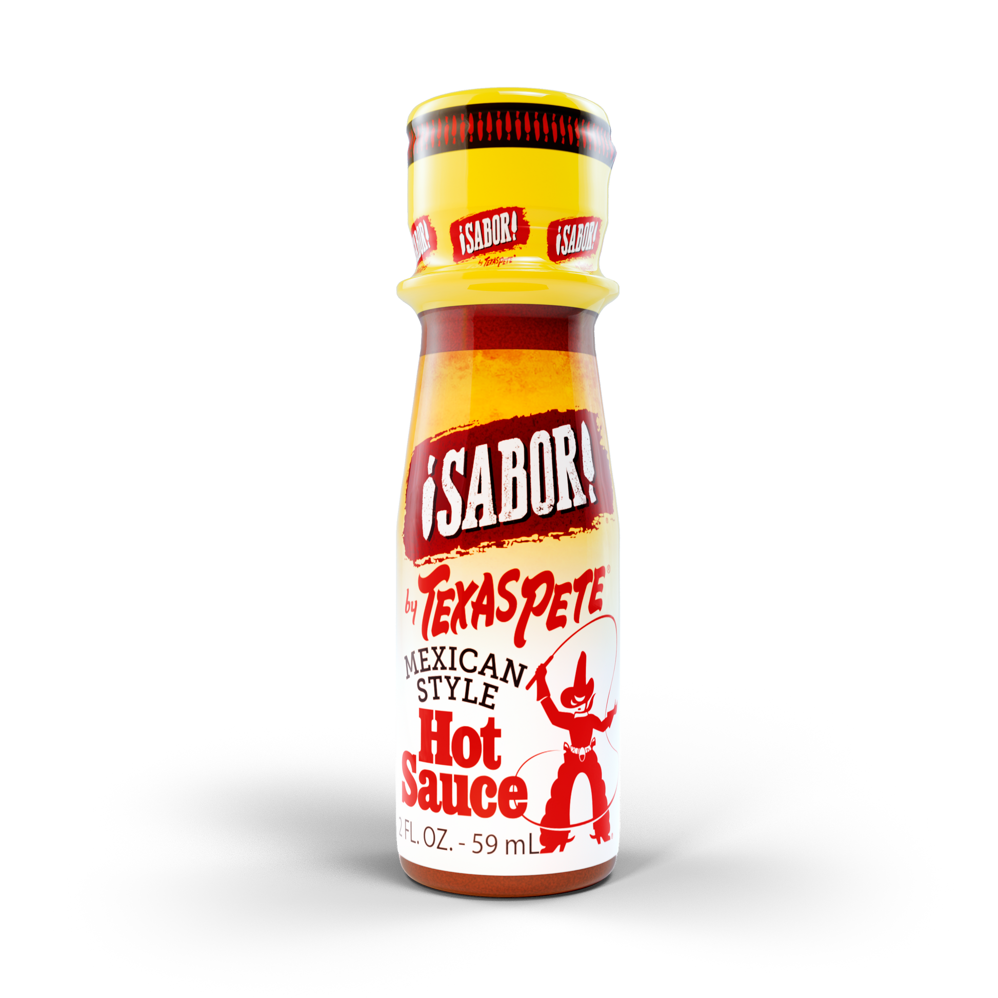 2 oz Texas Pete Sabor Mexican Style hot sauce bottle