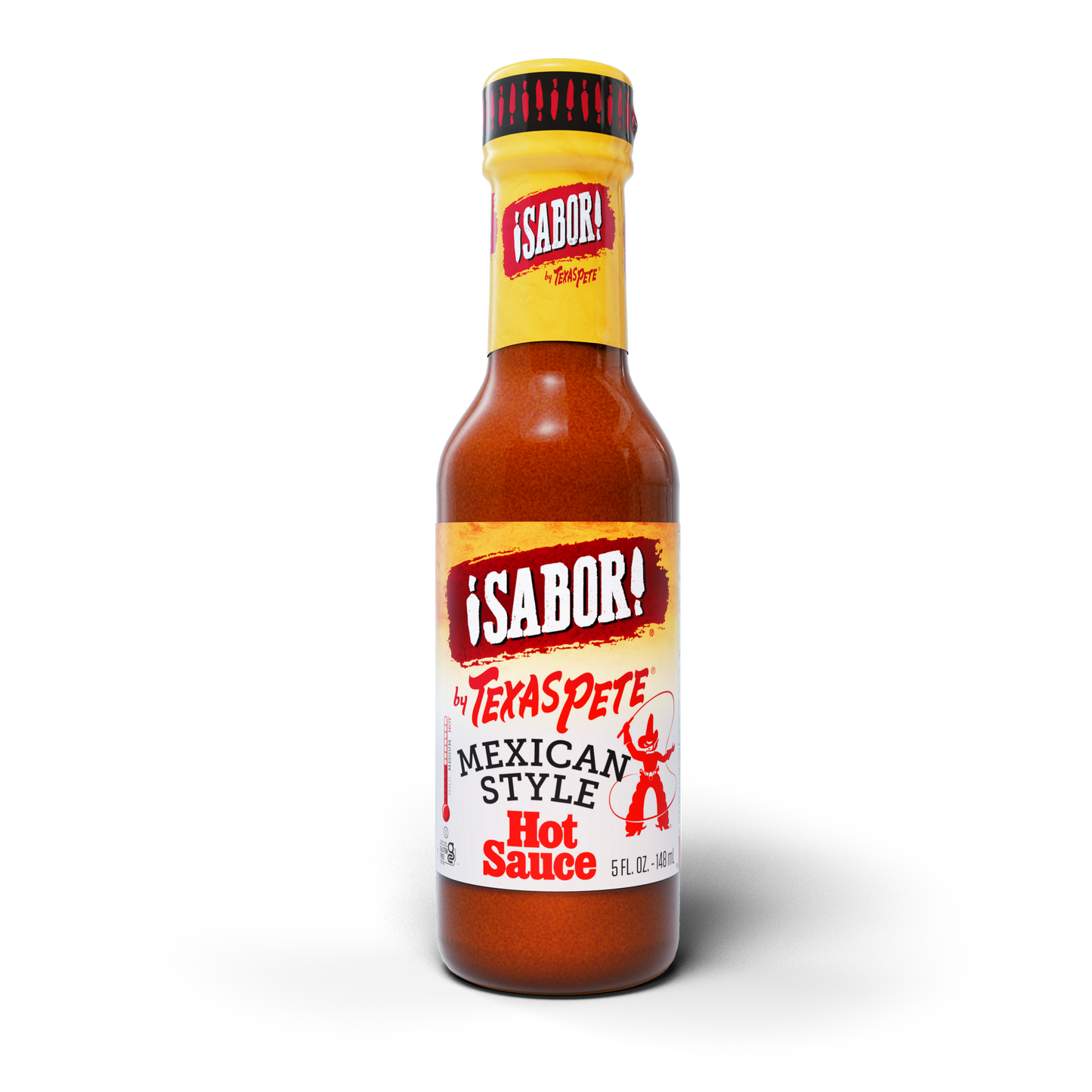 5 oz Texas Pete Sabor Mexican Style hot sauce bottle