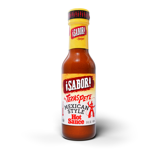 5 oz Texas Pete Sabor Mexican Style hot sauce bottle