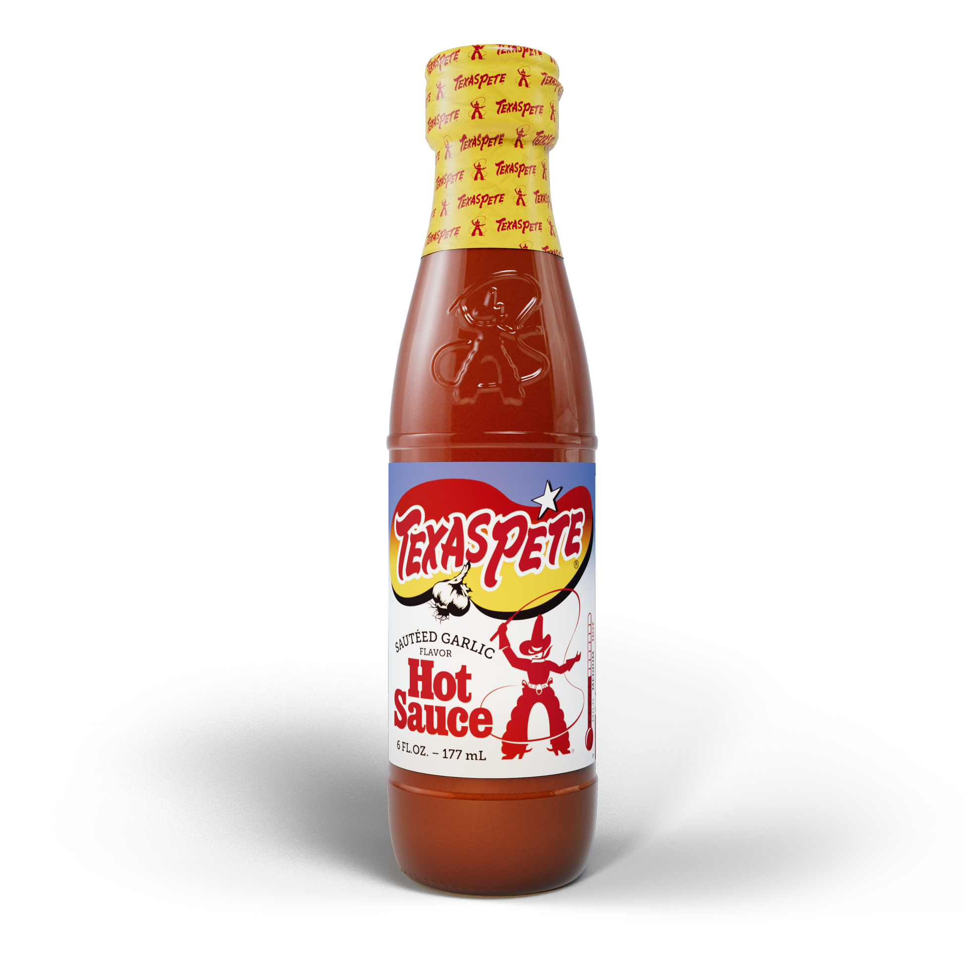 6 oz Bottle of Texas Pete sauteed garlic hot sauce