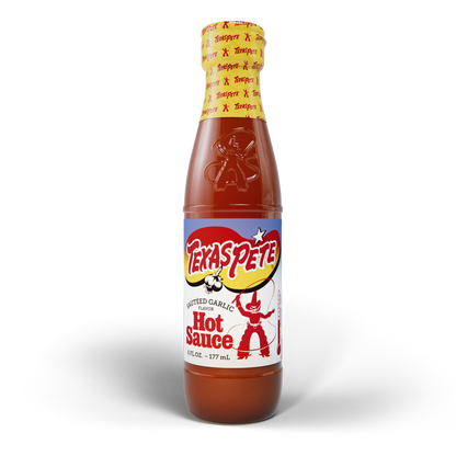 6 oz Bottle of Texas Pete sauteed garlic hot sauce