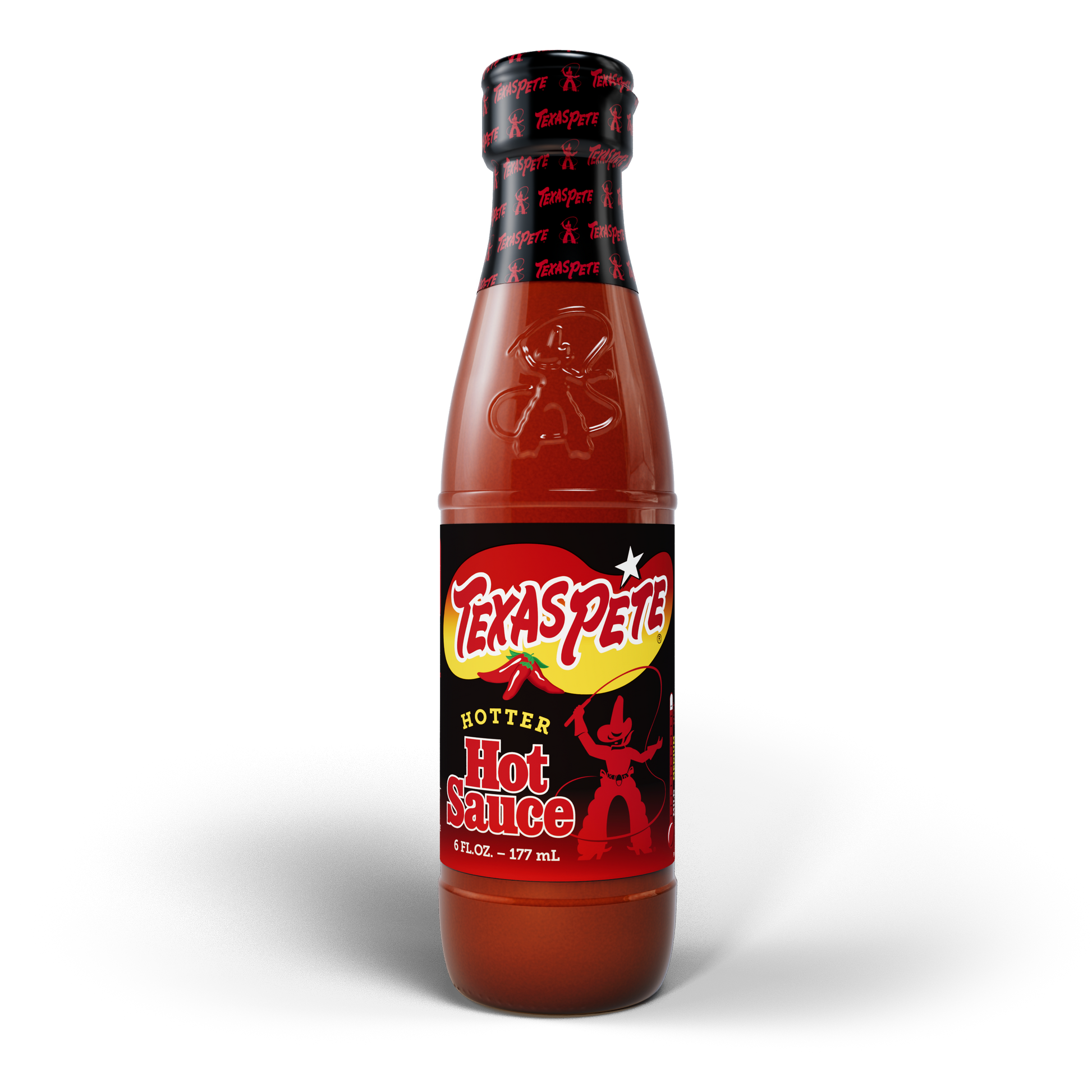 6oz Bottle of Texas Pete hotter hot sauce