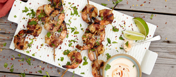 Texas Pete® Bacon-Wrapped Honey Glazed Shrimp with Chipotle Cream