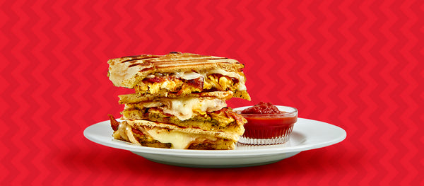 Fire Bacon Pesto Breakfast Flatbread Panini