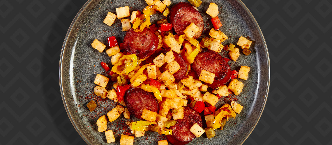 Roasted Hash Browns and Spicy Sausage