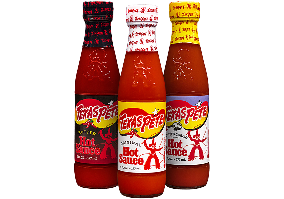 Three bottles of Texas Pete® hot sauce