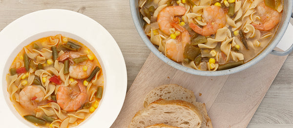 ¡Sabor! by Texas Pete Summer Vegetable Soup with Shrimp