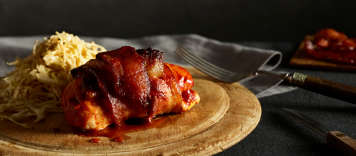 Fiery Sweet Bacon-Wrapped Chicken